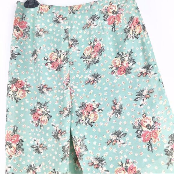 AoBaBa Mint and Rose Floral Silk Blend 2 Piece Halter Top Pantsuit Set - Picture 10 of 16